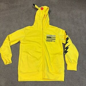 Kids Pikachu Yellow Zip-Up Hoodie large 10/12 please read
